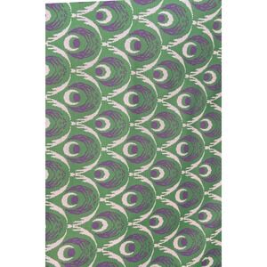 Vintage 70s Peacock Fan Knit Fabric Green Purple Art Deco Mod Retro Psychedelic